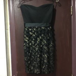 Black/Gold Ruffle Mini Dress